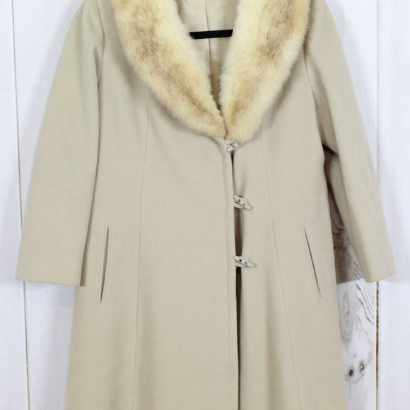 Vintage! JULES MILLER Faux Fur Long Dress Coat L - Picture 3 of 13